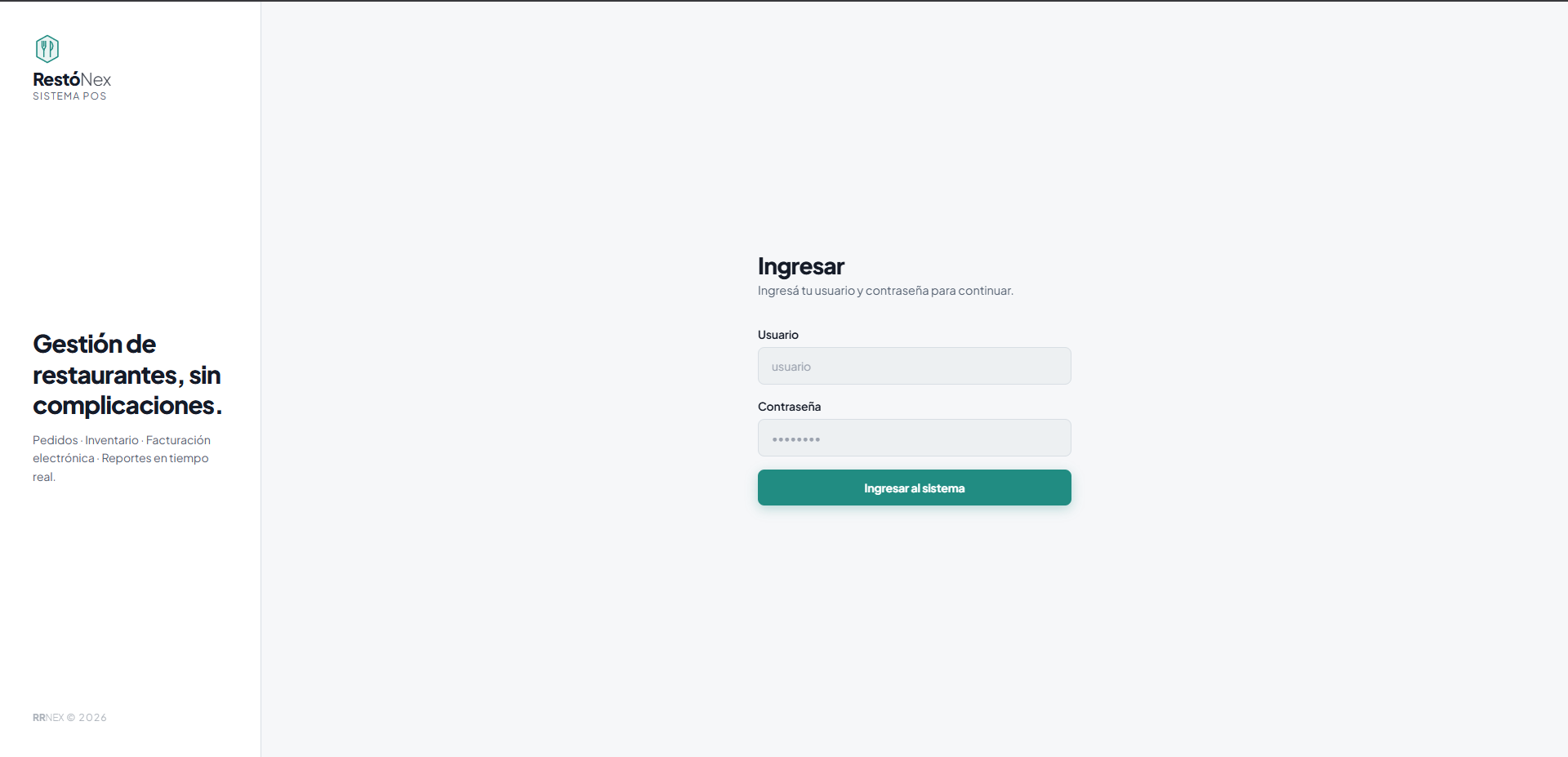 RestóNex — Login